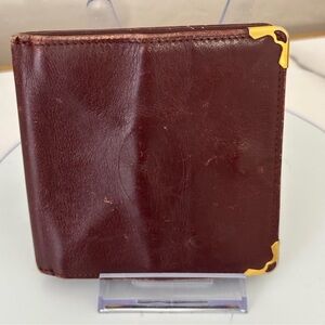 Cartier Burgundy Leather Card Holder with Gold Accents